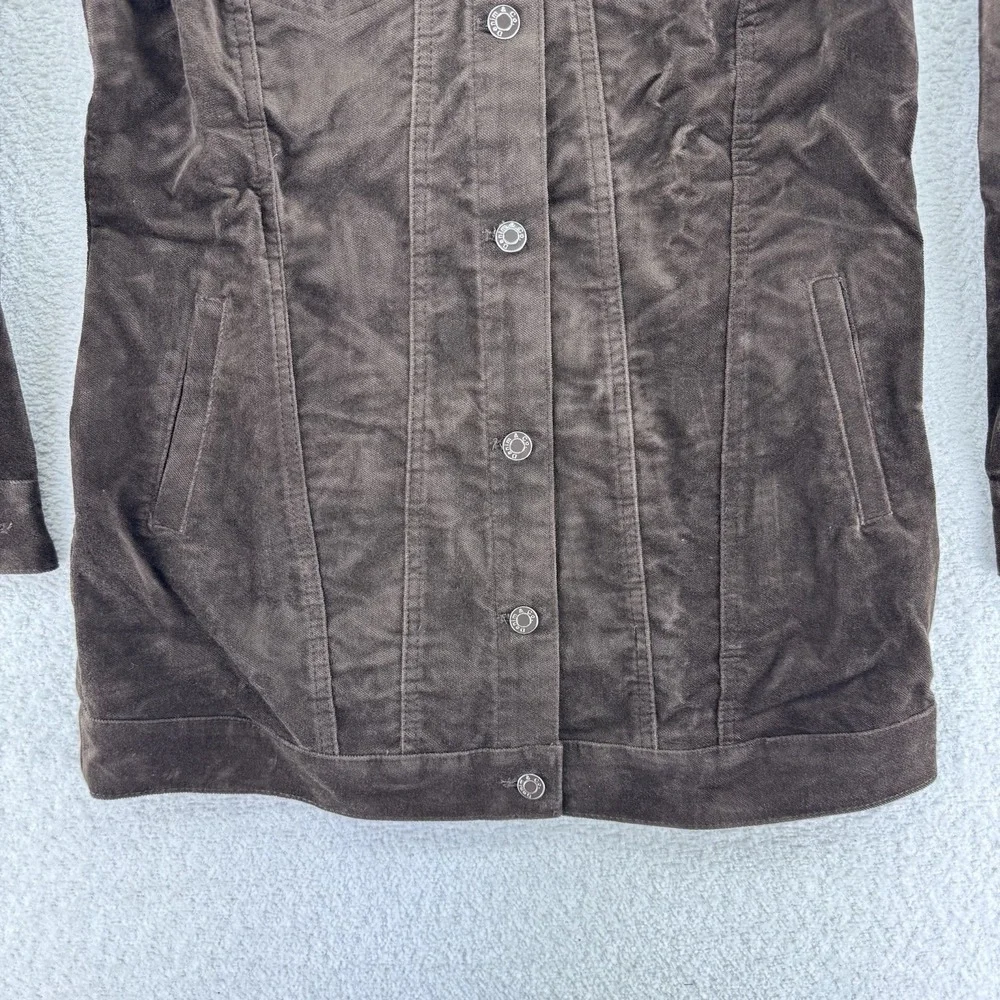 Denim & Co Stretch Velveteen Regular Long Jacket XXS Dark Chocolate Brown